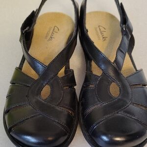Clarks Women's Black Leather Sandals